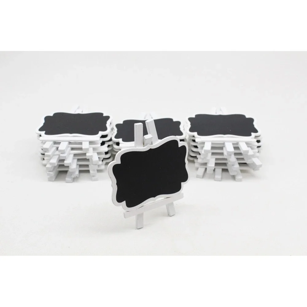 Mini Chalkboard Signs with White Wooden Easel Stands 18 Pack for Weddings Buffet